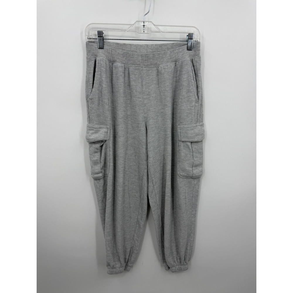 Aerie Waffle Knit Cargo Jogger Pants Womens M Grey Thermal Utility Loungewear
